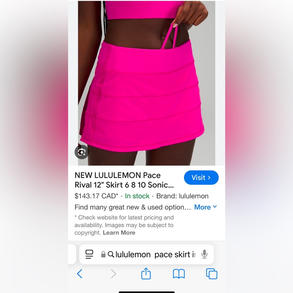 Lululemon tennis skirt in sonic pink size 14
